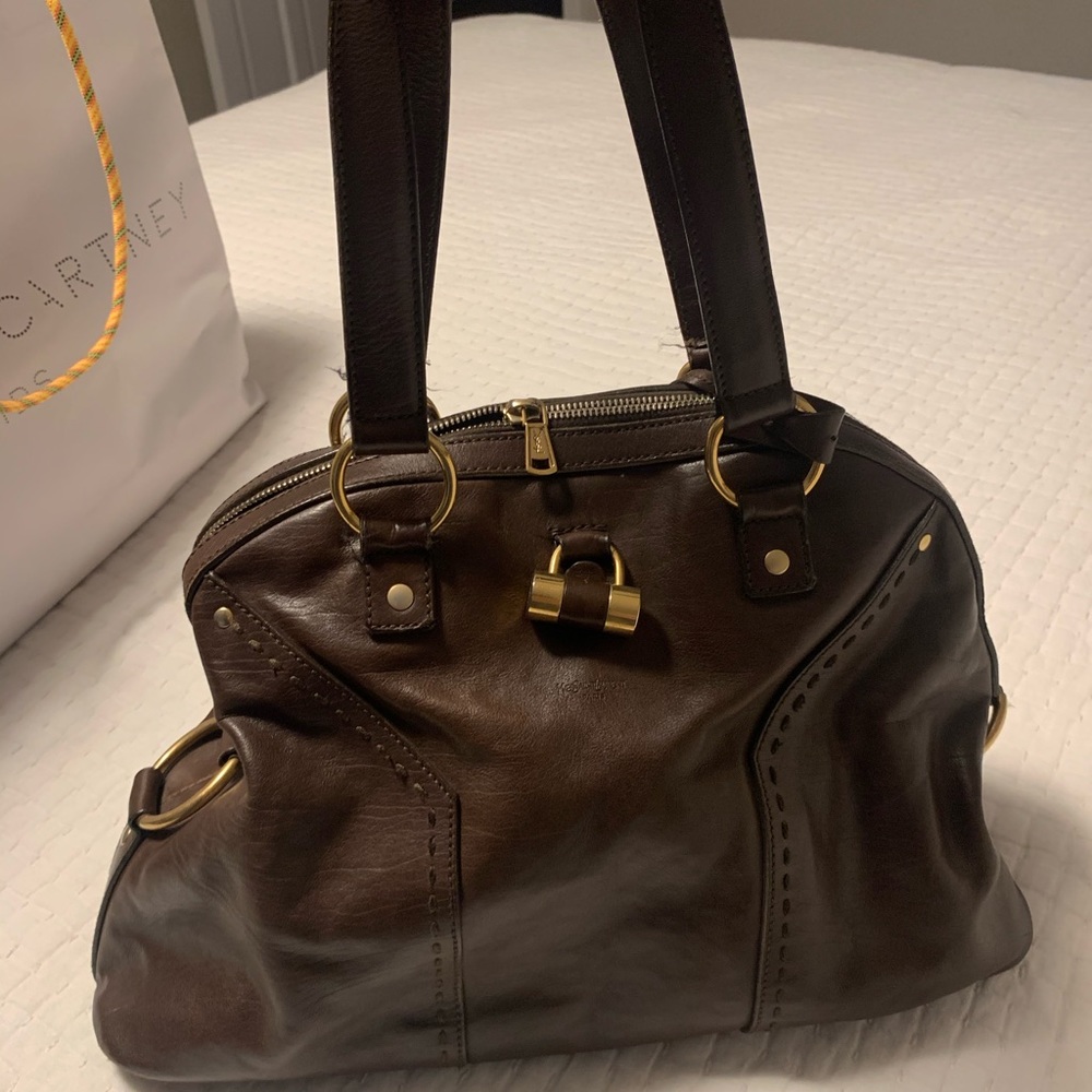 YSL brown leather shoulder bag
